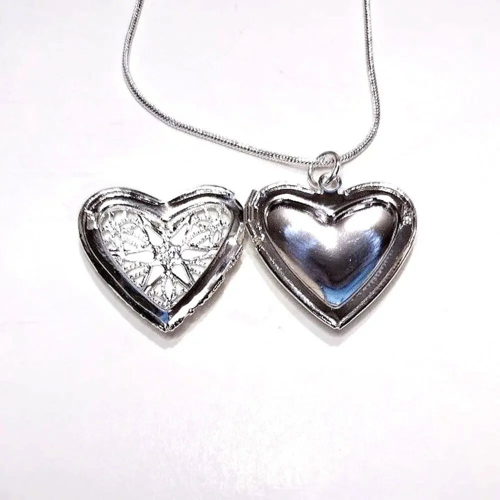 925 Sterling Silver Chain Heart Locket Necklace Gift - NEW!